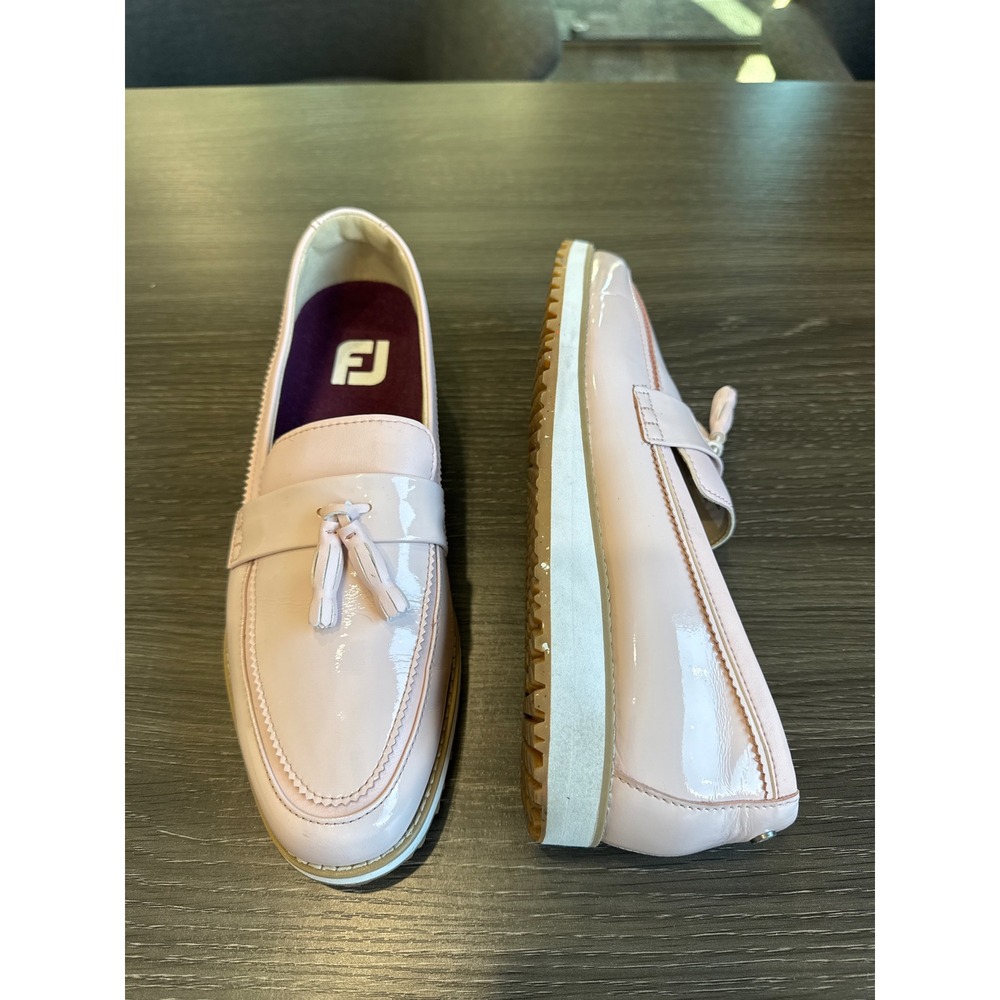 FootJoy Womens Loafer Golf Shoes Pink Patent Leather Tassel Spikeless 92398 10M
